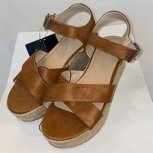 Brown Espadrille Platform Wedges